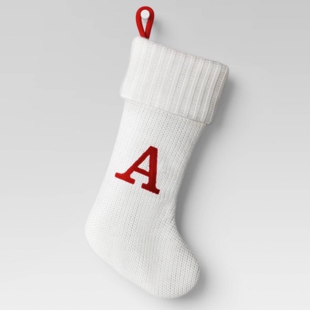 Wondershop White Knit Monogrammed Letter A Christmas Stocking Initial Holiday